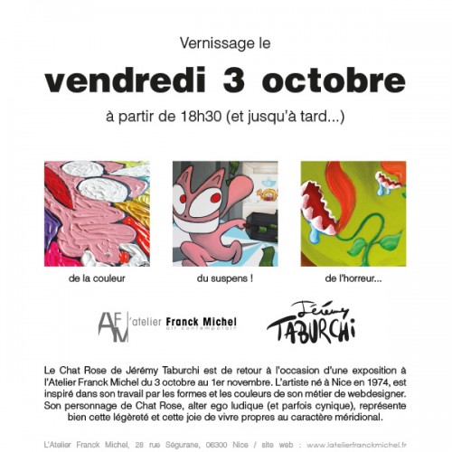 Vernissage de l’exposition de Jérémy Taburchi et de son Chat Rose à Nice